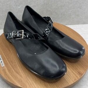 Asgi Mary Jane Flats Black Leather Buckle Strap Comfort Gorpcore Minimalist 6.5